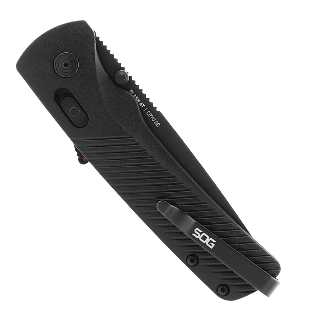 SOG Flash AT Blackout Folding Knife, Combo Blade - Image 2