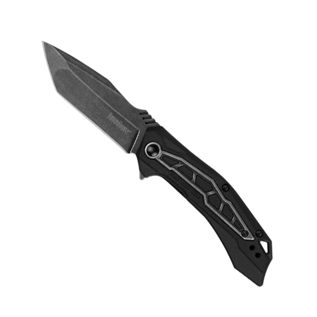 Kershaw Flatbed Black GFN Spring Assisted Knife, BlackWash Tanto Blade