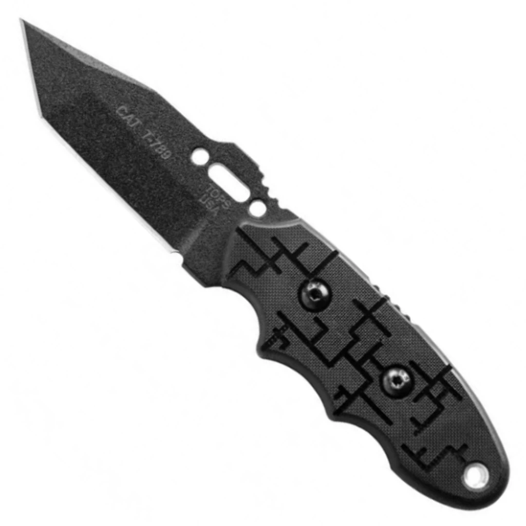 TOPS Knives C.A.T. Knife, Cryptic Cyber Scales, Tanto Black Blade