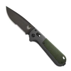 Benchmade Redoubt AXIS Gray And Green Grivory Folding Knife, Combo Blade