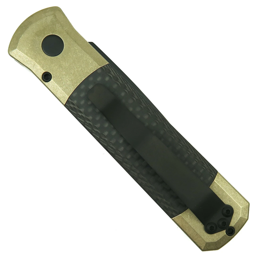 Pro-Tech 7115 Bronze Aluminum Godson Auto Knife, Black Blade - Image 2