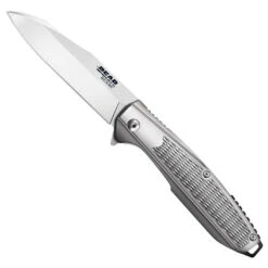 Bear Edge Stainless Steel Flipper Knife, Reverse Tanto Blade
