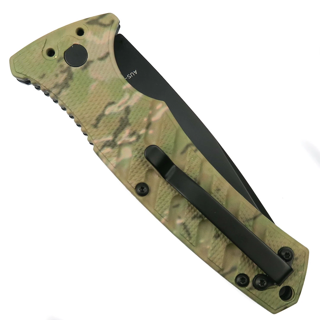 Boker Plus Exclusive Camo Strike Auto Knife, Black Combo Tanto Blade - Image 2