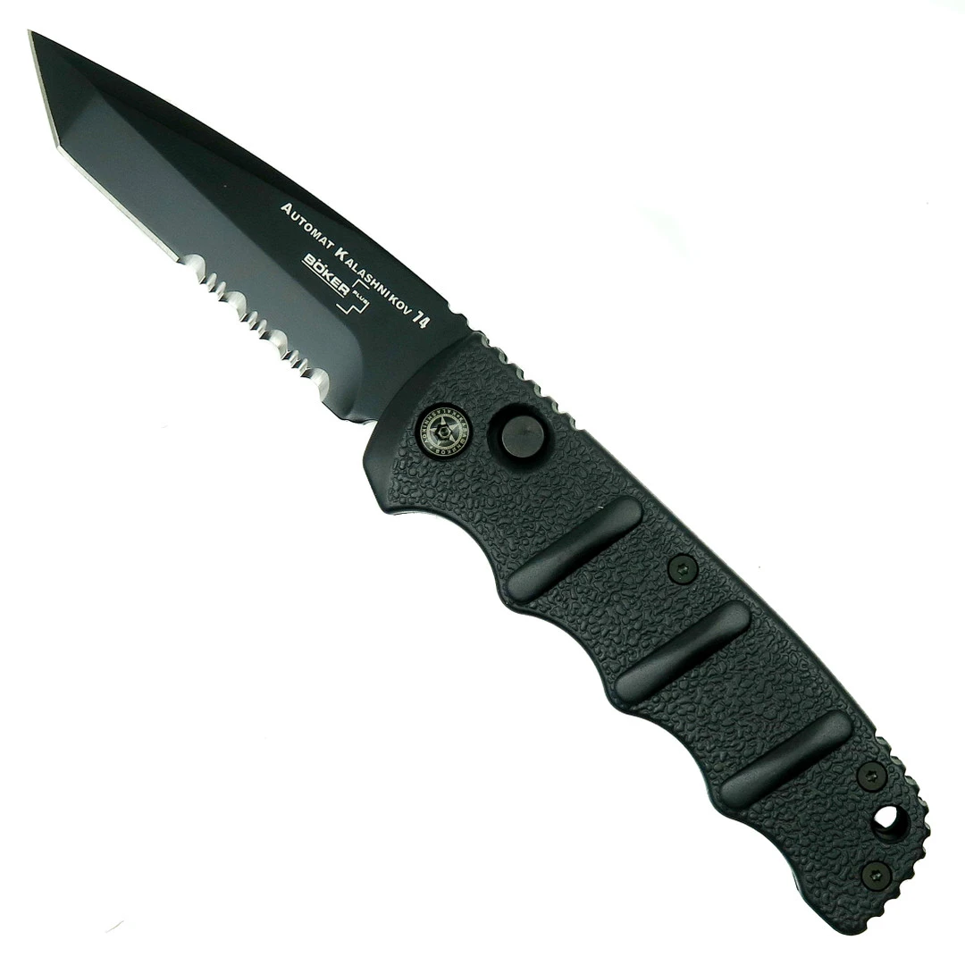 Boker Kalashnikov Tanto Auto Knife, AUS-8 Black Combo Blade