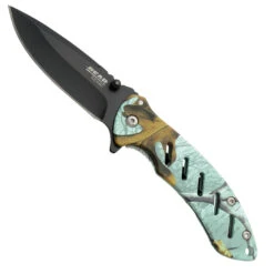 Bear Edge Realtree Xtra Teal Camo Brisk Frame Lock Folder, Black Blade