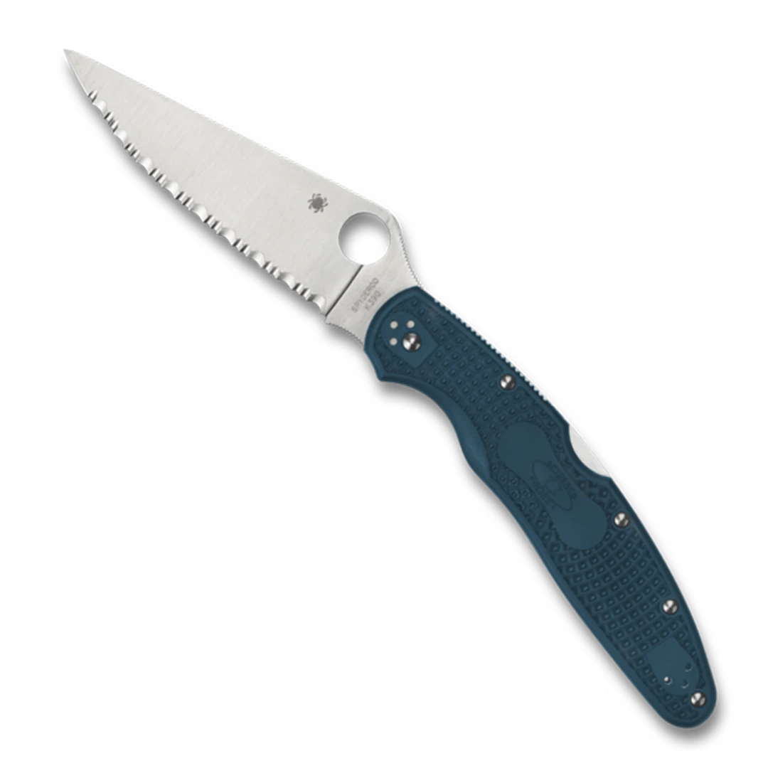 Spyderco Police 4 Lightweight Folder Knife, K390 Serrated Satin Blade