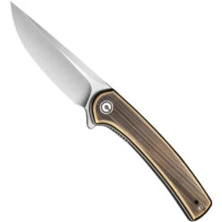 CIVIVI Black Rubbed Brass Mini Asticus Liner Lock Knife, Satin Blade