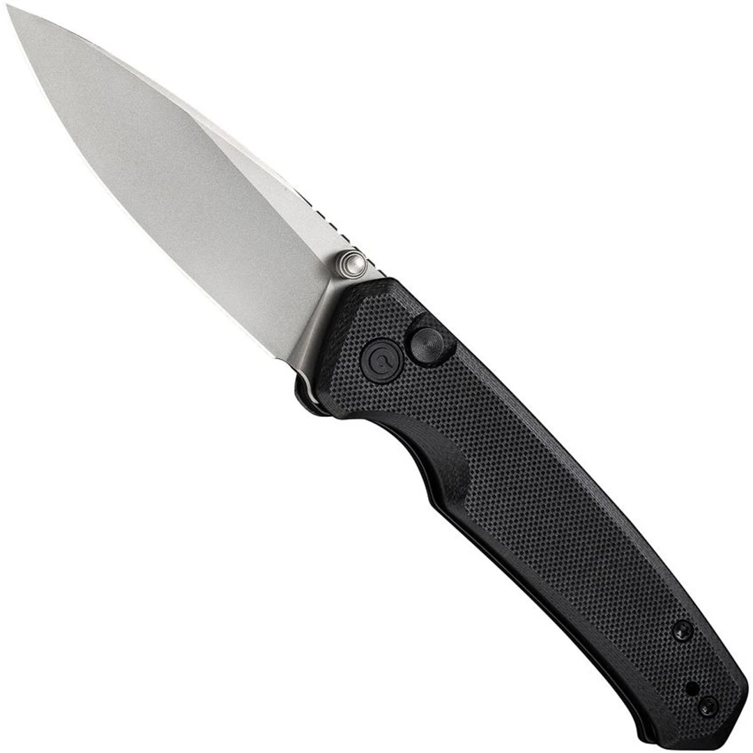 CIVIVI Black G-10 Altus Button Lock Folding Knife, Drop Point Blade