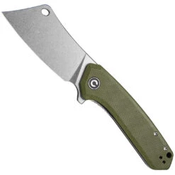 CIVIVI Green G10 Mini Mastodon Flipper Knife , Stonewash Cleaver Blade