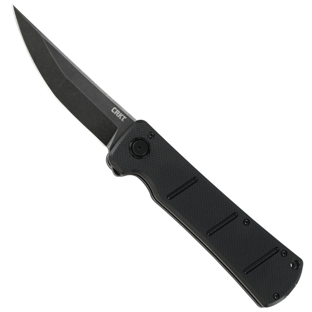 CRKT Inazuma No Ken Assisted Deadbolt Flipper Knife, Black Stonewash D2 Blade