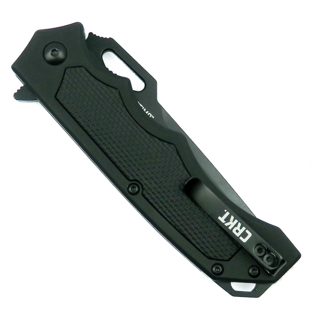CRKT 7050 Septimo Flipper Knife, Black Combo Blade - Image 2
