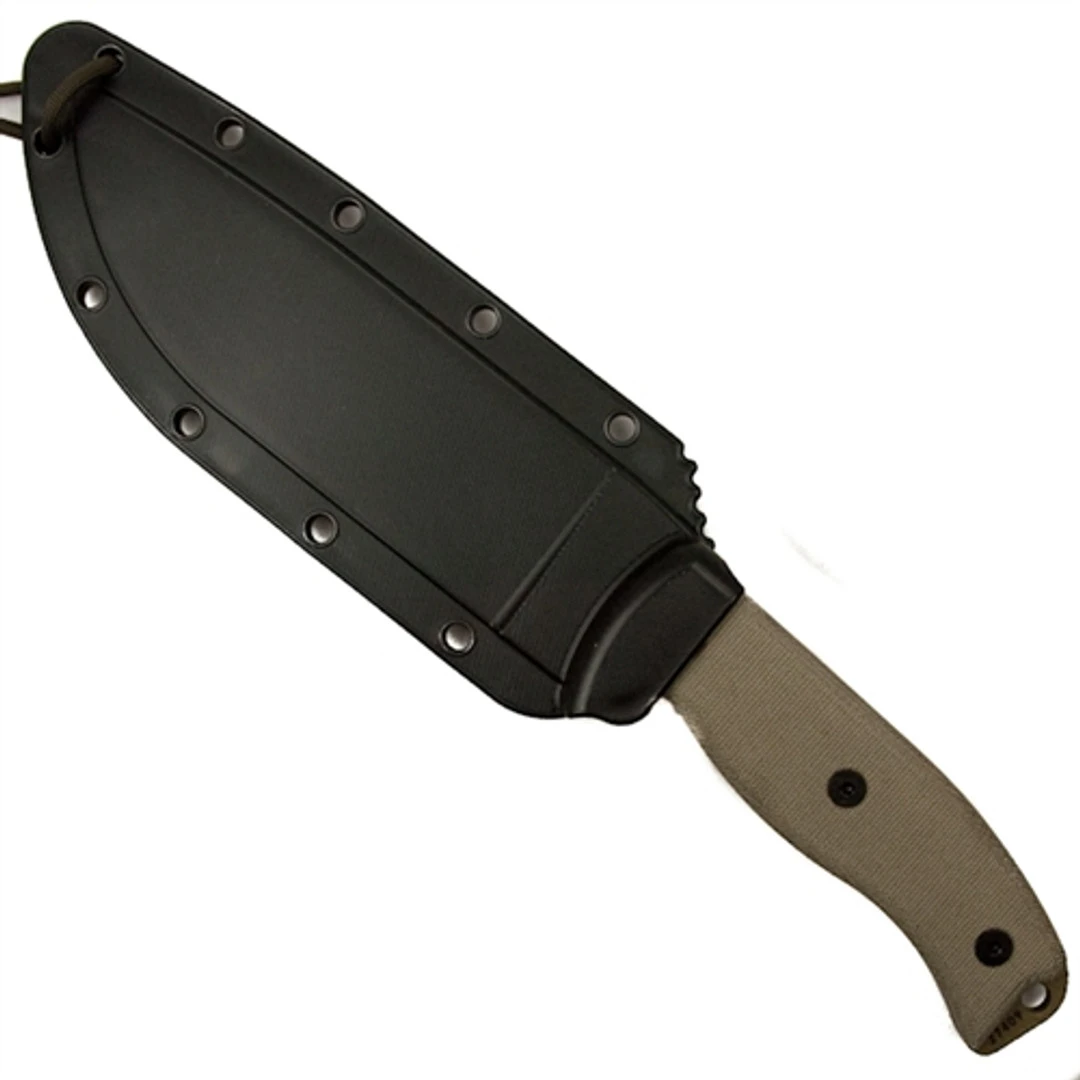 ESEE Knives 6P Fixed Blade Knife, Dark Earth Blade, Canvas Micarta Handle - Image 2