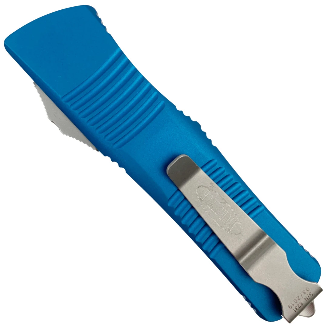 Microtech Blue Troodon Double Edge OTF Knife , Satin Dual Standard Edges, 138-4BL - Image 2