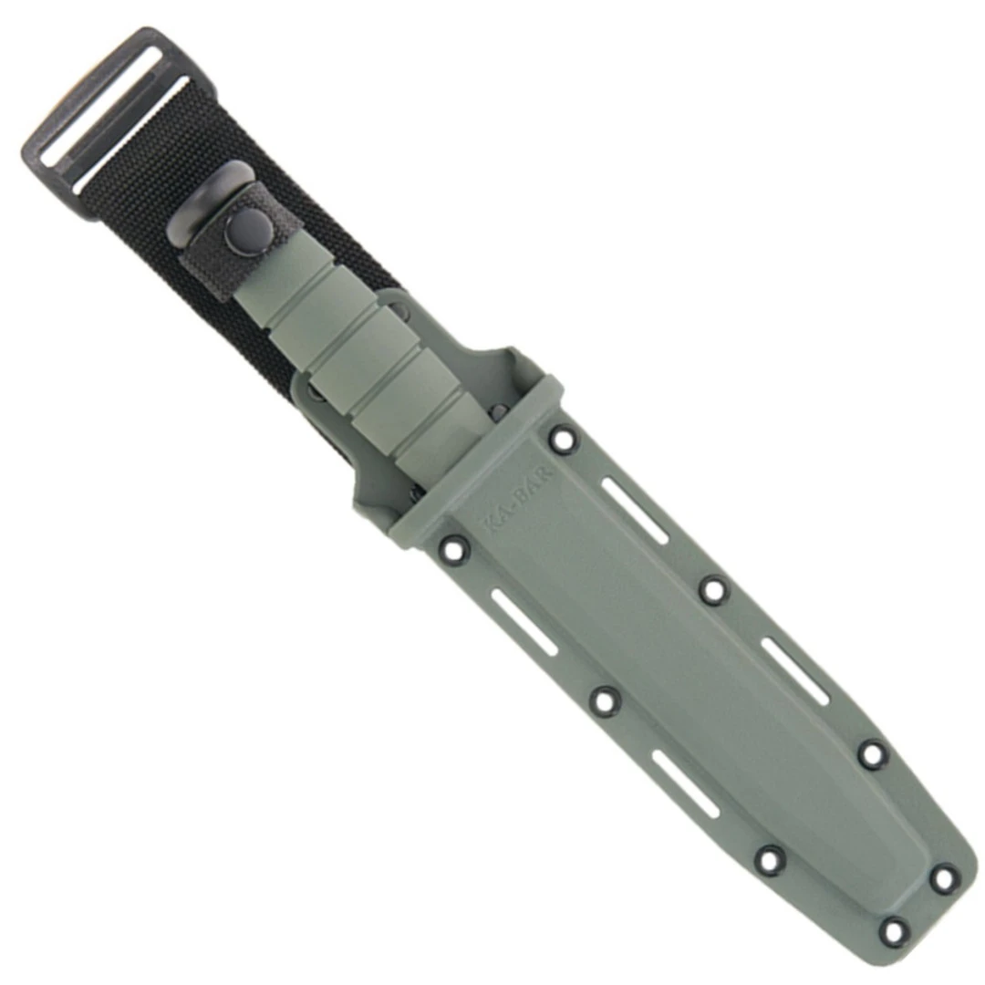 Ka-Bar Full Size Foliage Green Combat Knife, Black Clip Point Combo Blade - Image 2