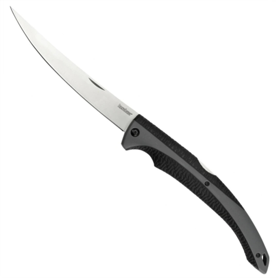 Kershaw 1258 Black/Dark Grey 6.25" Fillet Folder Knife, Satin Blade