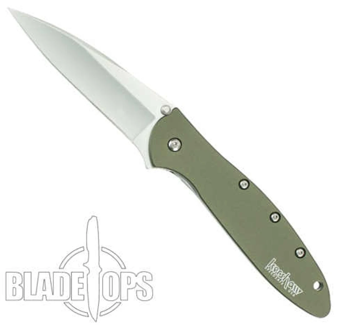 Kershaw Olive Drab Leek Spring Assist Knife, Plain Blade, 1660OL - Image 4