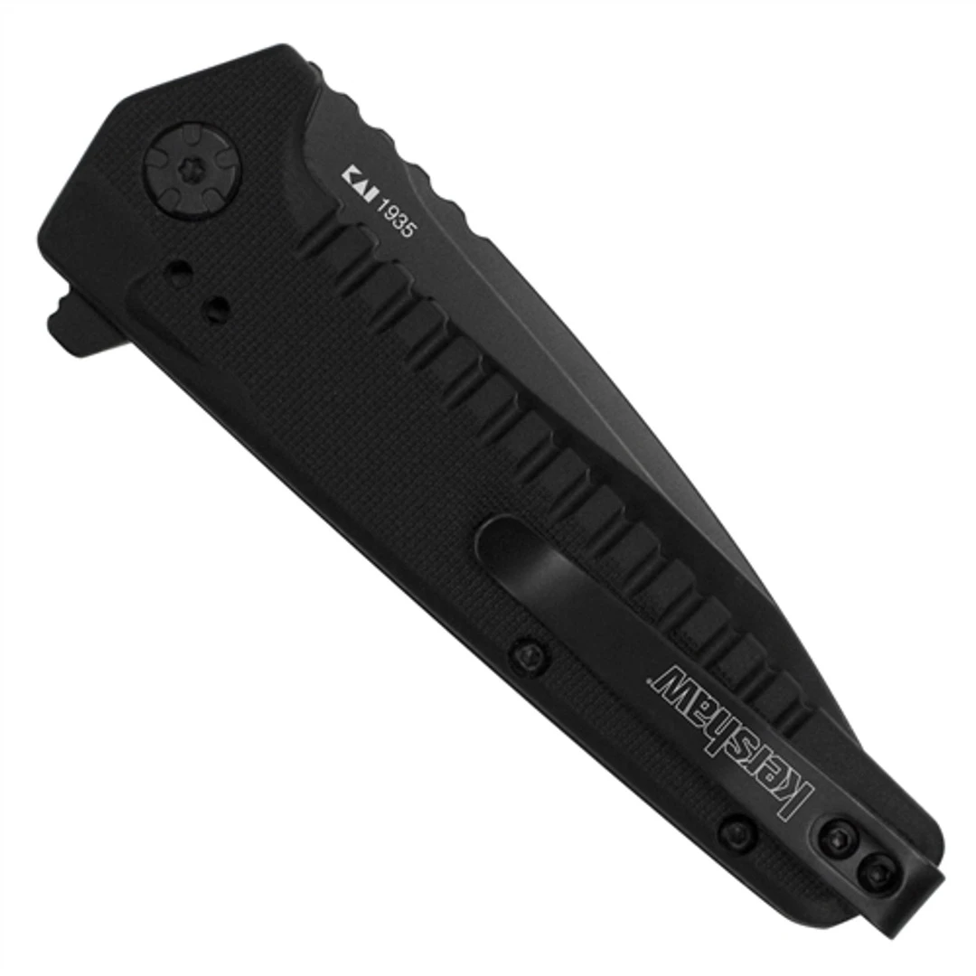 Kershaw Fatback Flipper Assist Knife, Liner Lock, Black Plain Blade - Image 2