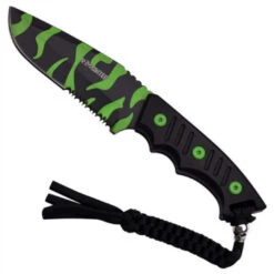 Z-Hunter ZB-121C Black/Green Fixed Blade Knife, Black/Green Combo Blade