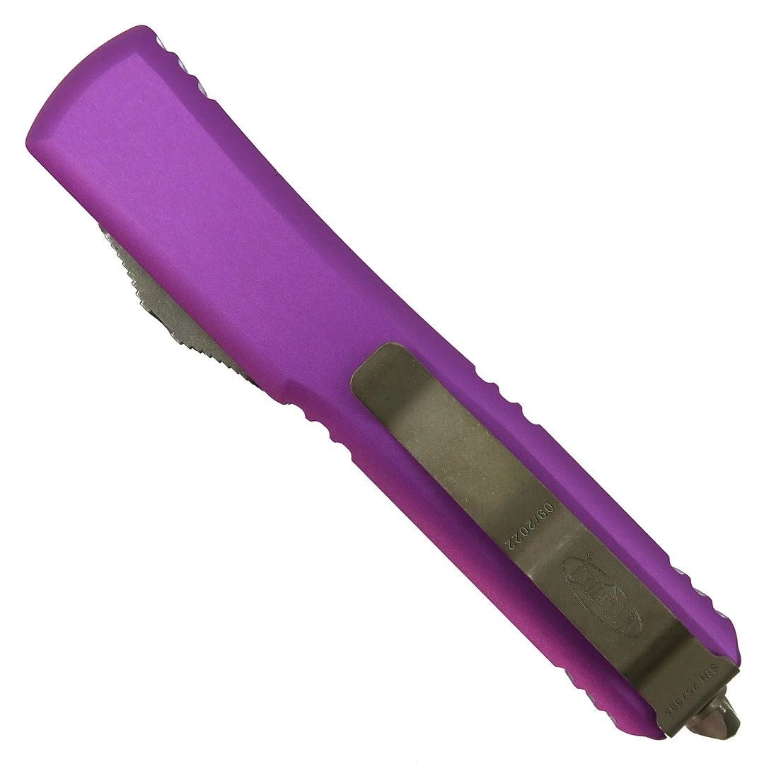 Microtech Violet Ultratech OTF Auto Knife, Bronze Bayonet Blade - Image 2