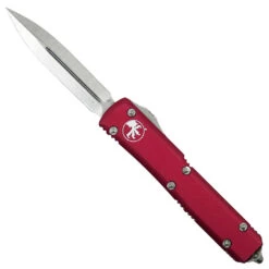 Microtech Red Ultratech Dagger OTF Auto Knife, Stonewash Blade