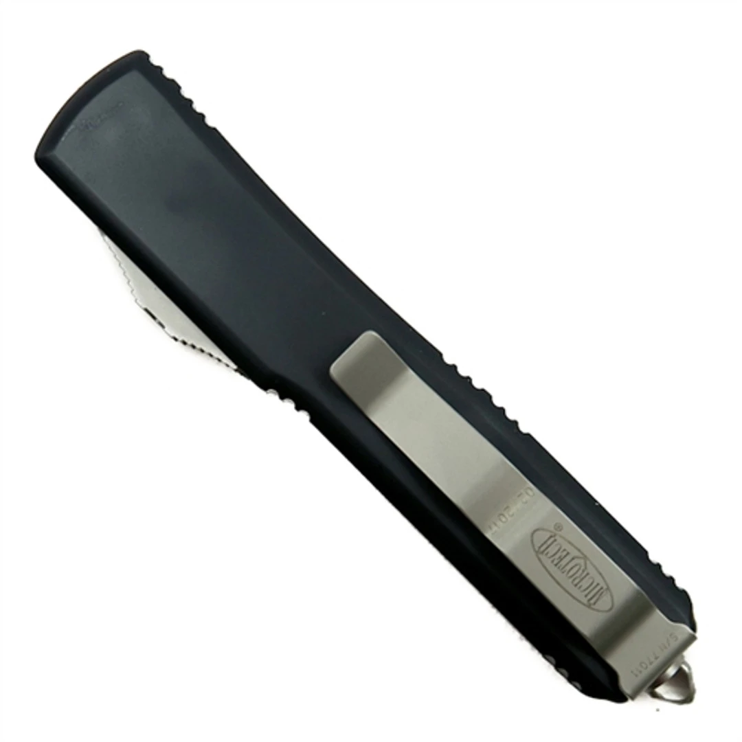 Microtech 123-12 Contoured Ultratech T/E OTF Auto Knife, Full Serrated Stonewash Blade - Image 2