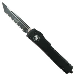 Microtech UTX70 OTF Auto Knife, Black Tanto Serrated Blade