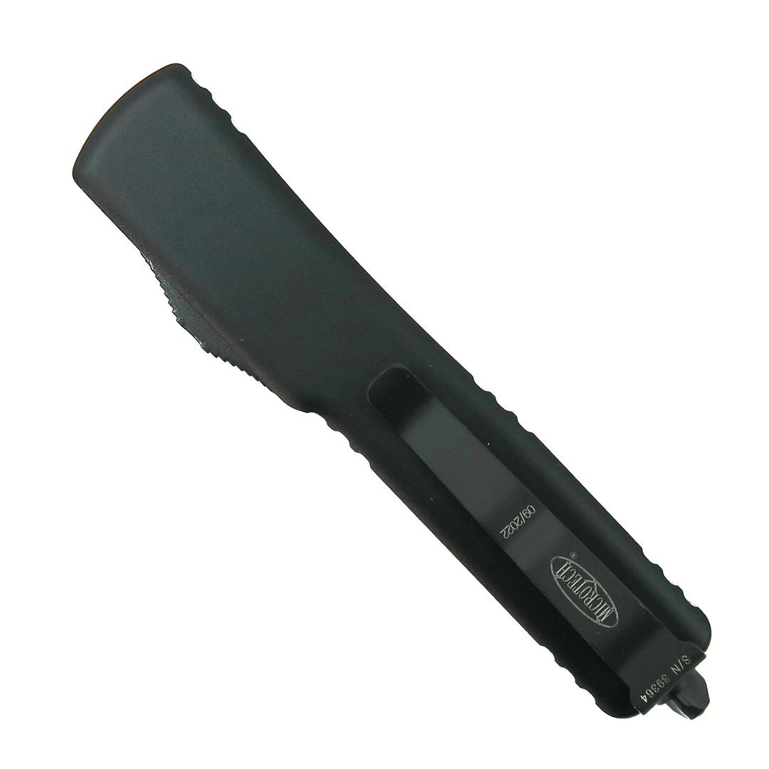 Microtech UTX70 OTF Auto Knife, Black Tanto Serrated Blade - Image 2