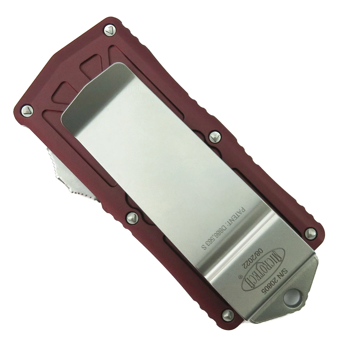 Microtech Merlot Exocet OTF Auto Knife, Fully Serrated Dagger Blade - Image 2