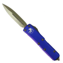 Microtech Purple UTX-85 OTF Auto Knife, Bronze Dagger Blade