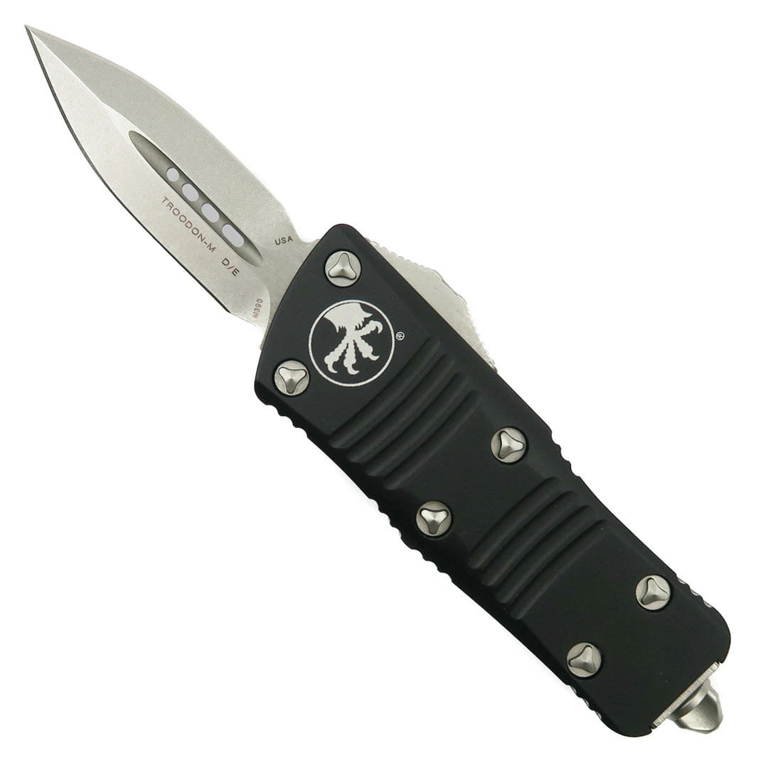 Microtech Mini Troodon CA Legal OTF Auto Knife, Dagger Stonewash Blade