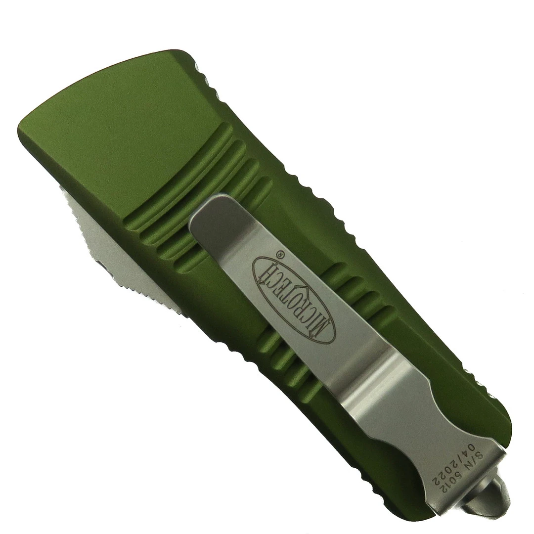 Microtech OD Green Mini Troodon CA Legal OTF Auto Knife, Dagger Stonewash Blade - Image 2