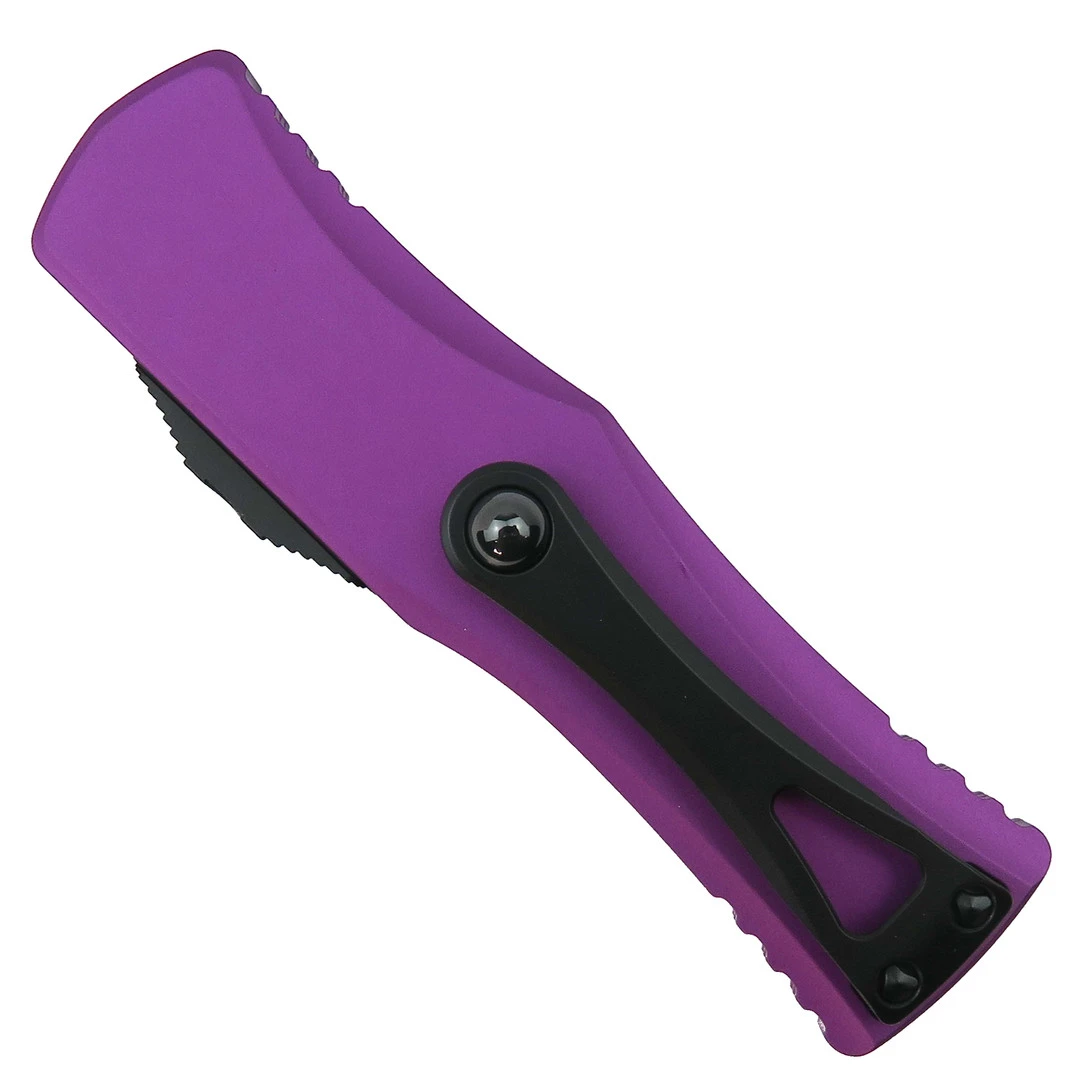 Microtech Violet Hera OTF Knife, DLC Black Drop Point - Image 2