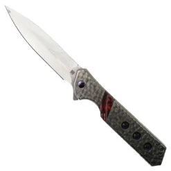 Olamic Cutlery Titanium Jeweled Rainmaker Flipper Knife, High Polished Dagger Blade