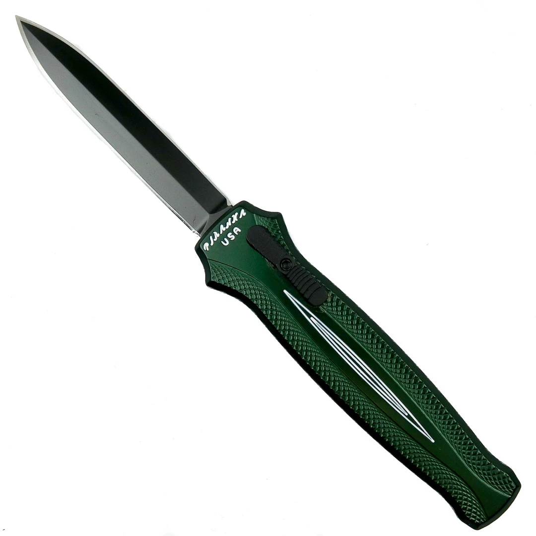 Piranha P-20GT Green Rated-XDE OTF Auto Knife, 154CM Black Blade