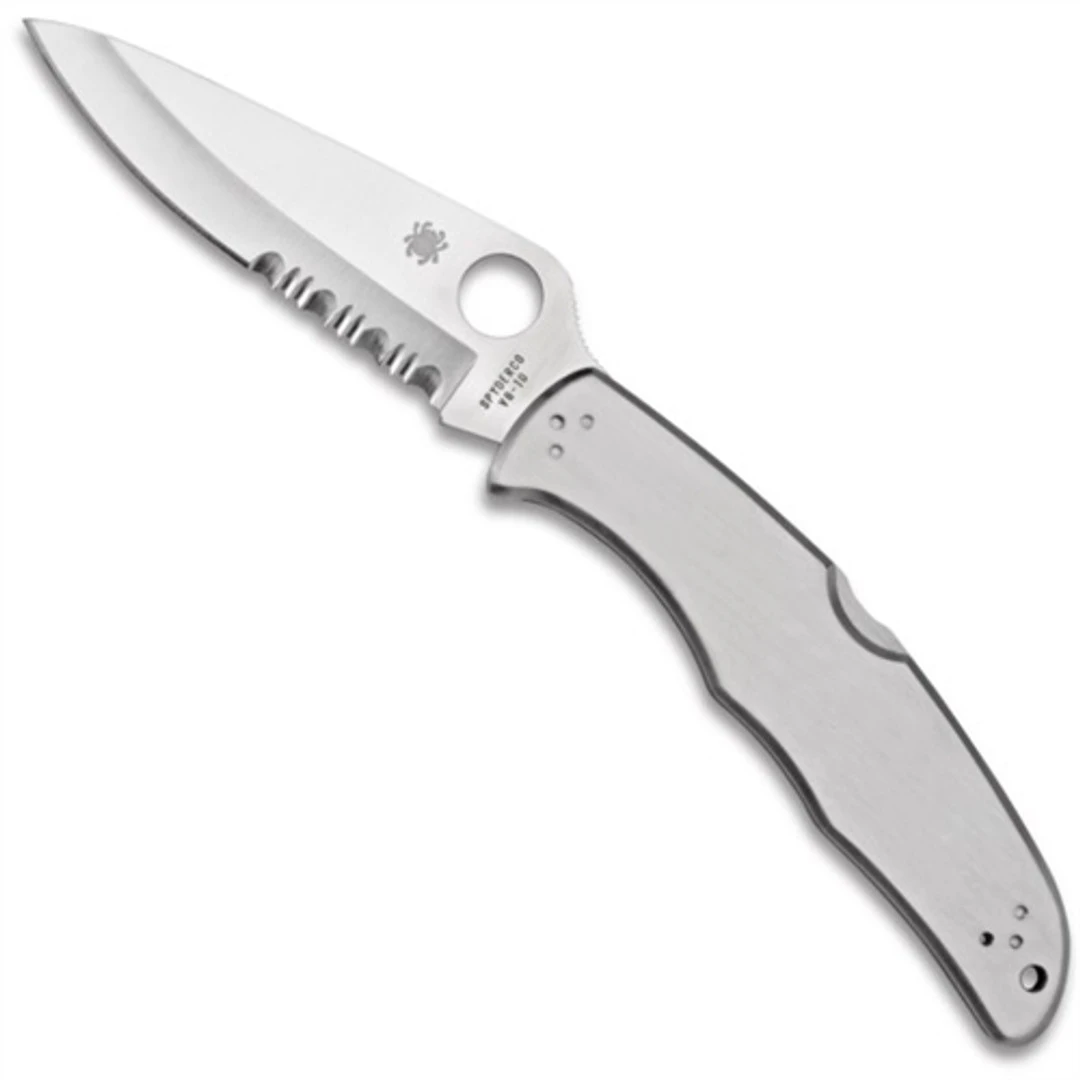 Spyderco Stainless Endura 4 Folder Knife, VG-10 Satin Combo Blade