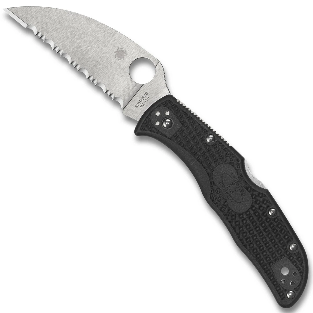 Spyderco Endela Lightweight Folder Knife, Satin Serrated Wharncliffe
