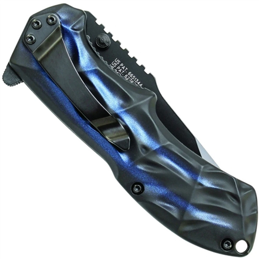 Smith & Wesson Black Ops Spring Assist Knife, Blue Handle, Tanto Black Plain Blade, BLOP3TBL - Image 2