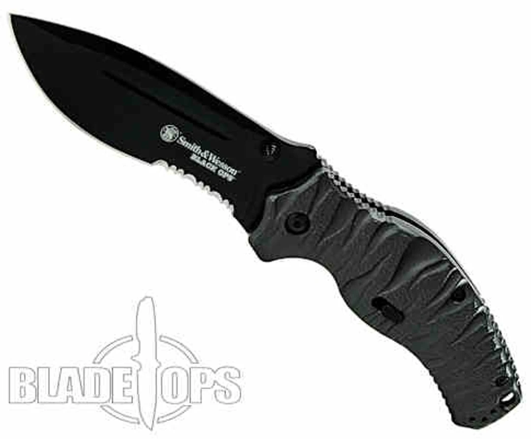 Smith & Wesson Black Ops Spring Assist Knife, Black Combo Blade, SWBLOP4BS - Image 3