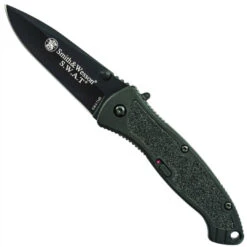Smith & Wesson Medium SWATMB Spring Assist Knife, Black Handle, Black Plain Blade