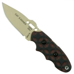 TOPS Knives TOPS Red/Black C.A.T. 200S-05 Fixed Blade Knife, Coyote Tan Blade