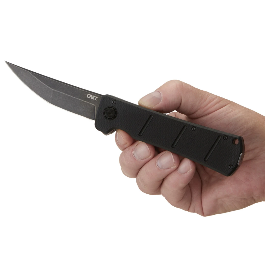 CRKT Inazuma No Ken Assisted Deadbolt Flipper Knife, Black Stonewash D2 Blade - Image 3