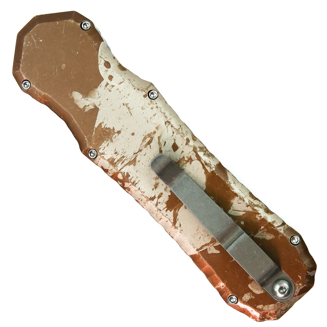 Piranha Excalibur Double Action OTF Knife, Camo Handle, Plain Blade - Image 2